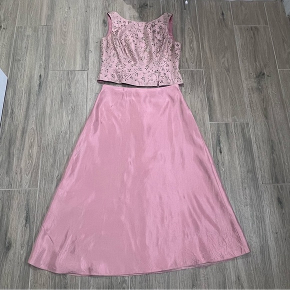 Vintage Dress Pink Sleeveless Formal D Floral Embroidery Beaded Homecoming Hoco - Picture 11 of 16